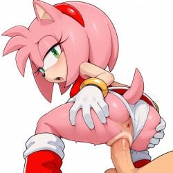 ai_generated amy_rose anus ass ass_focus bare_legs bent bent_knees bent_legs blush boots bracelet dress gloves green_eyes hairband hedgehog_girl interspecies katalystnya legs lolita_fashion looking_back looking_back_at_viewer looking_pleasured male_human/female_anthro medium_hair panties penis perinuem pink_anus pink_fur pink_hair red_boots red_dress red_hairband sega sex simple_background sonic_the_hedgehog_(series) spread_anus spread_ass tail teen teen_girl teenage teenage_girl teenager testicles vagina vaginal_penetration white_background white_panties