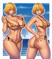 back beach bikini blonde_hair ero-chong