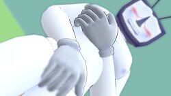 1boy being_undressed blurry_background blush covered_nipples covered_penis covering_chest covering_crotch covering_nipples deltarune deltarune_chapter_3 flustered looking_at_viewer male male_only naked_male nervous on_stage shocked solo solo_male stage standing tenna_(deltarune) tv_head undressing vrchat