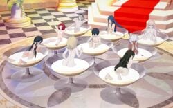 1boy 3d 8girls akamatsu_kaede ass barefoot breasts chabashira_tenko champagne danganronpa female harukawa_maki iruma_miu koikatsu nude retropunch saihara_shuuichi shirogane_tsumugi toujou_kirumi yonaga_angie yumeno_himiko