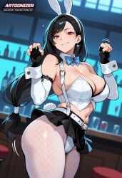 ai_generated animal_ears artoonizer bar belt big_ass big_breasts black_hair bowtie breasts bunny_ears bunny_tail bunnysuit choker curvy curvy_figure cute cute_pose earrings elbow_gloves fake_animal_ears female final_fantasy final_fantasy_vii final_fantasy_vii_remake fingerless_gloves gloves harness huge_breasts large_breasts legs_together light-skinned_female light_skin long_hair looking_at_viewer low-tied_long_hair narrow_waist navel necktie panties patreon patreon_username posing rabbit_ears red_eyes short_skirt skirt smile solo solo_female solo_focus standing stockings stomach suspenders thick_thighs tifa_lockhart top white_panties white_stockings