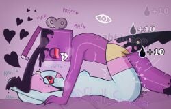 anthro bed blushcrunch_studio boxten_(dandy's_world) breasts dandy's_world eye_contact female for_a_head furniture hand_holding happy happy_sex heart_pupils heart_symbol looking_at_another lying male male/female moaning_name object_head on_bed poppy_(dandy's_world) red_eyes roblox scar sex small_breasts smile smiling_at_another smiling_at_partner t.boxten_(dandys_world) t.poppy_(dandys_world) tagme text twisted_(dandy's_world) wabbleballs