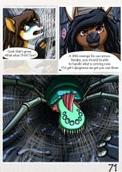 absurd_res belly big_breasts black_hair bound breasts brown_body brown_eyes brown_fur brown_hair canid canine canis comic cotton_tail cottontail_rabbit curled_tail dog_tail domestic_dog fantasy female fur german_spitz hair hi_res lagomorph large_spitz leporid long_hair madlaine_mckraven mammal mature_female medieval medium_breasts megan_bryar monster pomeranian ponytail rabbit red_eyes slightly_chubby spitz tail tqfq white_belly yellow_body zaiksmckraven