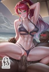 1boy 1girls 2d ai_generated ass big_ass big_breasts breasts cock_in_vagina dark-skinned_male ebony_in_ivory erection female female_focus full_body interracial large_penis penis penis_in_pussy penis_in_vagina pyrrha_nikos qos qos_tattoo queen_of_spades sex smile straight sweat tattoo thick thick_thighs uncensored vaginal_penetration vaginal_sex