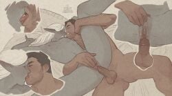 artemis_entreri clitoral_stimulation close-up dark_elf dnd drizzt_do'urden drow kissing kissing_while_penetrated linaswalaf lovemaking omegaverse pussyboy sideways stroking_clit yaoi