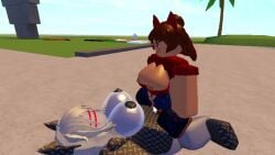 1futa animated black_skin cum_inside female moaning ripped_clothing robloxian robot sex sound tagme video whorblox_adventure wolf_ears