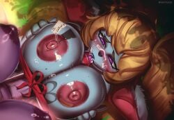 1futa 1girls female futa_on_female futanari huge_breasts large_breasts league_of_legends lulu_the_fae_sorceress paizuri poppy vestavice