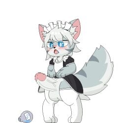 animated anthro changed_(video_game) clothing erection garter_belt garter_straps maid_uniform male male_only milkis2000 potion solo uniform