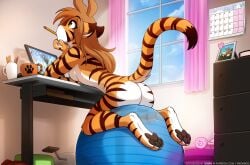 1girls anthro ass breasts female flora_(twokinds) nude tagme tom_fischbach twokinds yoga_ball