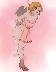 1girls apron ass avian breasts female nude owl tagme wekadraws