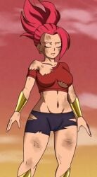 ai_assisted ai_generated animated breasts cameltoe dragon_ball_super kale ponytail shorts super_saiyan_god