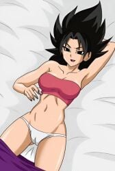 ai_assisted ai_generated animated bed cameltoe caulifla dragon_ball_super female_saiyan panties saiyan
