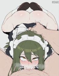 ai_generated blowjob blowjob_face cum cum_in_mouth cum_overflow deepthroat facial femboy forced forced_oral heavy_breathing maid meupfem naughty_face netzach netzach_(project_moon) otoko_no_ko sissy tagme very_sweaty yaoi