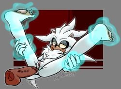 2022 andromorph anthro anus backsack balls bedroom_eyes big_penis bodily_fluids digital_drawing_(artwork) digital_media_(artwork) disembodied_penis duo feet fluffy fluffy_chest genital_fluids genitals hi_res imminent_sex imminent_vaginal intersex intersex/male male meowwabae narrowed_eyes nude pawpads penis presenting presenting_vulva seductive sega silver_the_hedgehog simple_background sonic_the_hedgehog_(series) spread_legs spreading tail tail_motion tailwag telekinesis vaginal_fluids vulva watermark white_body yellow_eyes