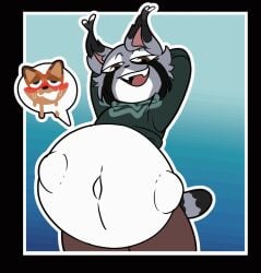 animated anthro belly big_belly canid canine clothed clothing digestion digital_media_(artwork) disney duo fur halfpricesouls hi_res male male/male mammal nick_wilde open_mouth pawbert_lynxley simple_background smile standing stomach_bulge struggling struggling_prey tail unwilling_prey vore zootopia