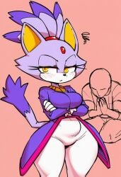 1boy 1girls ai_generated anthro begging begging_for_more blaze_the_cat blushing clothed emotionless female furry hip_focus huge_ass human imminent_sex kimmythefem kneeling medium_breasts no_sex no_sex_(yet) princess royalty slim_waist sonic_(series) sonic_the_hedgehog_(series) standing thick_thighs thinking wide_hips