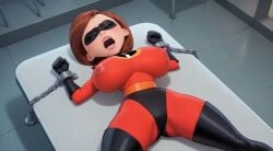 ai_generated animated bondage breast_expansion helen_parr latex_bodysuit latex_thighhighs massive_breasts nipples_visible_through_clothing sound tagme the_incredibles video