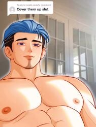 big_pecs buff_male fredrinn_(mobile_legends) goatee huge_pecs low_angle male male_focus male_nipples mlbb mobile_legends mobile_legends:_bang_bang muscular muscular_male nipples ostarue pecs tiddies