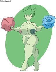 2026 anthro anthro_female big_breasts breasts closed_eyes female female_only flower furry nude pokemon pokemon_(species) pussy roselia sexy sexy_female smile wildsstash