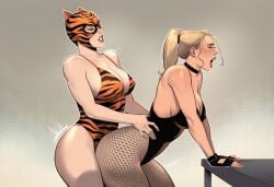 2girls ai_generated big_ass big_breasts big_thighs birds_of_prey black_canary breasts curvaceous curvy curvy_figure dc dc_comics digital_media_(artwork) dinah_lance female fishnet_legwear fishnets green_arrow_(series) hips hourglass_figure huge_ass huge_breasts huge_thighs huntress_(dc) huntress_(paula_brooks) jsa justice_league justice_society_of_america large_ass large_breasts large_thighs legs light-skinned_female light_skin mature mature_female paula_brooks phophopho round_ass slim_waist the_golden_age_(dc) thick thick_ass thick_hips thick_legs thick_thighs thighs tigress_(dc) tigress_(paula_brooks) voluptuous waist wide_hips young_all-stars yuri