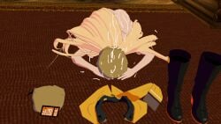 1girls 3d arc_system_works clothes_on_floor cum cum_on_body dogeza fully_clothed guilty_gear guilty_gear_strive highres lolikill long_hair millia_rage