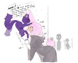 2boys commission deepthroat english_text familiar fellatio femboy feral_on_human fondling_balls gloves hidden hidden_sex large_penis large_testicles magical_girl oral oral_sex original original_character pink_hair pubes pubes_in_mouth pubic_hair pubic_hair_in_mouth rabbit_boy rabbit_ears rabbit_tail skinkbutt_(artist) slurp slurping text utaro_uta