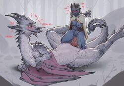 absurd_res ambiguous_gender clothed clothing dragon duo female feral genitals gynomorph hi_res human human_on_feral humanoid humanoid_on_feral intersex intersex/female interspecies knot knotted_penis male male/female mammal mythological_creature mythological_scalie mythology partially_clothed penis scalie starlyve tiefling zoophilia