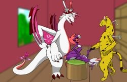 animal_genitalia animal_penis anthro benelooda blue_eyes bodily_fluids claws cum cum_in_ass cum_in_mouth cum_inside deckannima deer dragon felid feline fellatio fur genital_fluids genitals green_eyes grey_eyes group hi_res horn inside irrumatio lying male male/male mammal multicolored_body mythological_creature mythological_scalie mythology on_back open_mouth oral penetration penile penis penis_in_mouth pferline purple_body purple_fur red_body rubriary_dragon scalie sex side_view sifyro's_bestiary small_penis spitroast spread_legs spreading tail the_true_brave trio white_body wings yellow_body yellow_fur