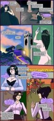 ass batman_(series) black_hair church comic comic_page cross_necklace dc dc_comics glasses helena_bertinelli huge_breasts huntress_(dc) long_hair naked nude nude_female part_of_a_series school school_teacher shower the-arthman voluptuous
