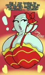 1girls 2d before_sex big_breasts boo_(mario) bow bow_ribbon bra dialogue english_text female female_focus ghost ghost_girl green_body guavagrunt hanging_breasts huge_breasts inevitable_sex jewelry lady_bow mario_(series) monster_girl mostly_nude mostly_nude_female nipples_visible_through_clothing open_mouth paper_mario pov red_bow red_bra ring round_body sagging_breasts seducing seductive seductive_look sfx simple_background snaggle_tooth speech surprised text writing