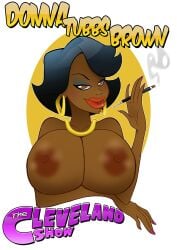 1girls 2016 big_breasts black_hair breasts cigarette cigarette_holder dark-skinned_female dark_skin donna_tubbs earrings female fucktoontv large_breasts mature_female milf mother necklace nipples sexfire smoking solo the_cleveland_show
