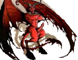 1boy abs bald balls ballsack black_hair demon demon_tail erection facial_hair foreskin foreskin_folds fully_retracted_foreskin goatee hooves horns humanoid humanoid_penis incubus intact male male_only membranous_wings muscles muscular_male nude_male pecs penis pointy_ears red_skin scrotum sean_platter solo testicles uncut veiny_penis wings