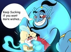 2boys aladdin balls disney djinn gay genie genie_(aladdin) human male male_only penis sultan sultan_(aladdin) yaoi