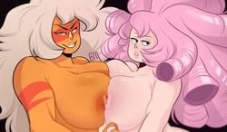 2girls blushmallet breasts duo female female_only jasper_(steven_universe) large_breasts multiple_girls nipples nude rose_quartz_(steven_universe) steven_universe yuri