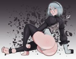 1girls absurd_res alternate_version_available android artist_name ass big_ass blindfold bottom_heavy cameltoe female grey_hair hairband high_resolution light-skinned_female light_skin lips nier:_automata pale-skinned_female pale_skin pussy short_hair thick_ass thick_lips thick_thighs truewaifu yorha_2b