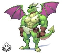 abs anthro balls biceps blacksmith bulge claws clothing cute_fang dragon dragon_horns dragon_wings elfein erection erection_under_clothing fang full_body gloves green_skin hammer horn horns humanoid humanoid_penis looking_at_viewer male male_only membranous_wings muscles muscular muscular_thighs navel nestor_(spyro) nipples pecs penis purple_wings ridged_horns scalie six_pack smile smug solo spread_wings spyro_reignited_trilogy spyro_the_dragon thick_tail tools video_games western_dragon wings