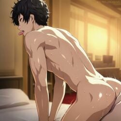 ahe_gao ai_generated akira_kurusu anal animated ass_focus comfyui cum_drip drooling from_behind gay intense_sex joker_(persona) male male/male muscular muscular_male oiled persona persona_5 ren_amamiya shiny_skin stable_diffusion sweat tagme tongue_out video