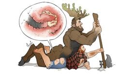 anal antlers barazoku beard boner clothing cum duo erection facial_hair gay ghuraok horn horseballs horsecock human humanoid internal male male_only mammal pants satyr sex shirt topwear torn_clothing yaoi