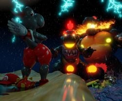 3boys 3d 3d_(artwork) anthro arms_crossed ass balls bowser bowser's_fury bowser_jr. cap doommusk father_and_son fire fire_breathing fury_bowser fury_bowser_jr. giant glowing glowing_eyes glowing_hair glowing_penis koopa koopa_troopa lightning looking_at_viewer looking_back macro male male/male mario_(series) mario_bros nintendo nipples oc open_mouth paratroopa penis pubic_hair red_cap red_hair showing_ass showing_butt standing super_mario_3d_world super_mario_bros. turtle wings