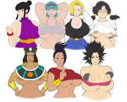 android_18 artist_request bulma bulma_(freeza_saga) bulma_briefs bulma_briefs_(frieza_saga) caulifla chichi dragon_ball dragon_ball_z female female_only god_of_destruction goddess goddess_of_destruction heles kale short_hair underwear videl