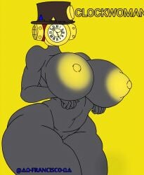 2d 2d_(artwork) clock clock_head clock_woman_(skibidi_multiverse) clockwoman francisco818434_(artist) gigantic_breasts hat huge_breasts ibispaint_(artwork) ibispaintx skibidi_toilet skibidi_toilet_multiverse thick_thighs thighhighs