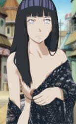 1girls breasts dark_hair female female_only hyuuga_hinata light_skin long_hair looking_at_viewer naked naruto naruto:_the_last naruto_(series) nipple_slip public public_nudity solo theshittypcstudios