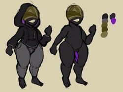 4:3 alien bandage barefoot black_skin clothing genital hi_res hoodie humanoid jacket male model_sheet penis penis_tentacles purple_penis sharp_teeth slit smile spooks_(agrievousspooks) sweat_pants teeth tentacle tentacle_penis thick_thighs topwear unusual_penis wide_hips