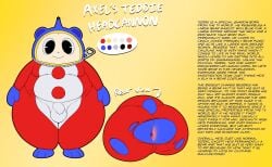 absurd_res anthro anus ass atlus bear belly big_butt bodysuit bulge clothing description detailed_bulge english_text genital_outline hi_res huge_butt male mammal megami_tensei model_sheet moobs overweight overweight_male penis_outline persona_(series) persona_4 rear_view sega skinsuit solo teddie_(persona) tepigfan101 text thick_thighs tight_clothing torn_clothing torn_suit wardrobe_malfunction zipper