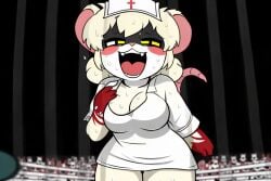 1girls ai_generated big_breasts blood blood_on_hand female female_focus female_only lorna_(terrible_mouse) mouse mouse_ears mouse_girl mouse_humanoid mouse_tail nurse_cap nurse_uniform tagme terrible_mouse