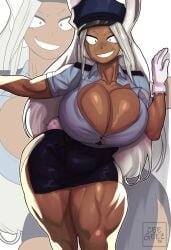 1girls ceegee cop cop_uniform dark-skinned_female female massive_boobs massive_breasts miruko my_hero_academia rumi_usagiyama solo_female tagme thick_thighs uniform