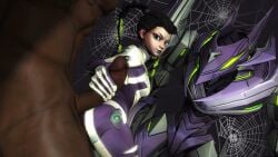 1boy 1boy1girl 1girl1boy 1girls animated asian_female black_hair dark-skinned_male green_hair grinding grinding_on_leg grinding_on_penis grinding_through_clothes handjob interracial japanese_female light-skinned_female lortbort marvel marvel_rivals mech_suit no_sound peni_parker peni_parker_(marvel_rivals) peni_parker_(ven#m) petite petite_body petite_female small sp//dr sp//dr_(marvel_rivals) spider-man_(series) spider_web stroking stroking_cock stroking_penis swaying_hips tagme twintails video