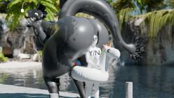 anglerfish ass ass_bigger_than_head ass_focus big_ass big_thighs blender curvy editorphil floatie giantess gigantic_ass gigantic_butt gigantic_thighs gray_body grey_skin head_between_ass head_between_cheeks huge_ass large_ass looking_back nude outdoors sitting_on_person smiling swimming_goggles thick_thighs thighs unicorn white_body wide_hips y/n