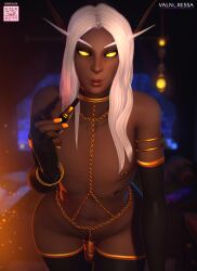3d 3d_(artwork) applying_makeup arm_stockings bedroom blood_elf caged_cock chains chastity_cage dark-skinned_femboy dark-skinned_male dark-skinned_sissy dark_skin elf elf_ears elf_femboy femboy gold_eyes jewelry lipstick long_nails looking_at_viewer looking_in_mirror painted_nails puckered_lips stockings thick_thighs valnoressa warcraft white_hair wide_hips world_of_warcraft