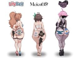 3girls ahoge ai_generated american_flag_bikini argentina argentine_flag argentinian_flag_print arm_sleeves asian asian_female back_view bandaged_chest belladonna_ck black_hair breasts bronzed brown_hair chile chilean chilean_female dog_ears dog_girl dog_tail edit edited elbow_gloves fat_ass feather_in_hair feathers fishnet_clothing fishnet_elbow_gloves fishnet_stockings fishnets high_heels japanese japanese_clothes japanese_female kemonomimi latam_virtual_youtuber lilybell_vt meica mexican mexican_female neneefthy oneeshi owned_by_argentina pink_hair platform_heels sarashi sideboob simple_background size_difference spiced thick_thighs thighs torn_stockings two-tone_hair united_states_of_america virtual_youtuber vtuber white_skin
